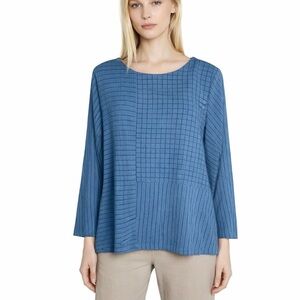 Shana Blue top buttons down the back boxy lagenlook Size Medium
